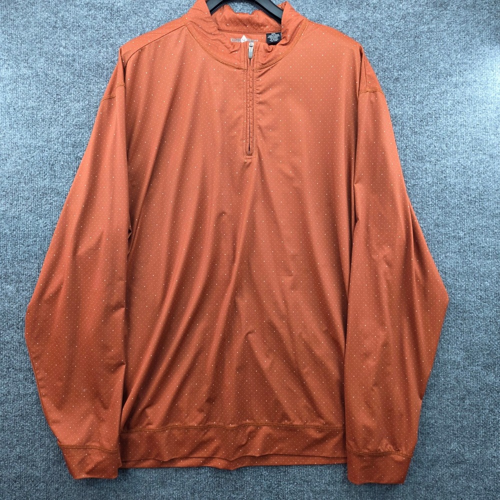 Club 4 House Mens Orange Polka‎ Dot Quarter Zip Pullover 3XL Bamboo Charcoal